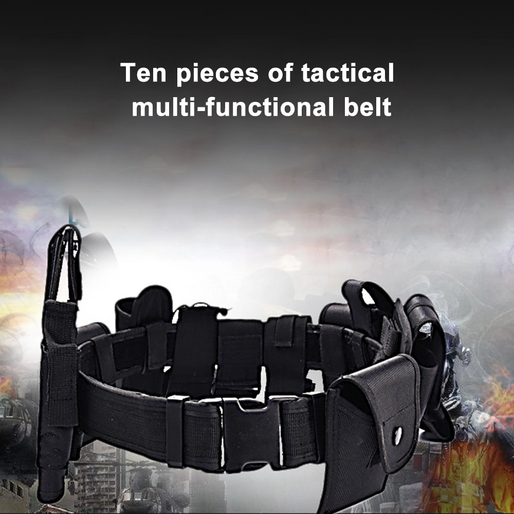 Multifunctional Training Police Military Style Guard Utility Kit Duty Belt Black Tactical Security Belt Waist Support with Pouch Set/Police Tactical Belt